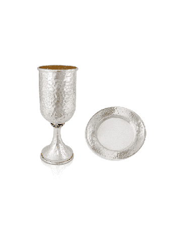 Conception élégante de filigrane de tasse de Kiddush martelée, tasses de Kiddush modernes, I