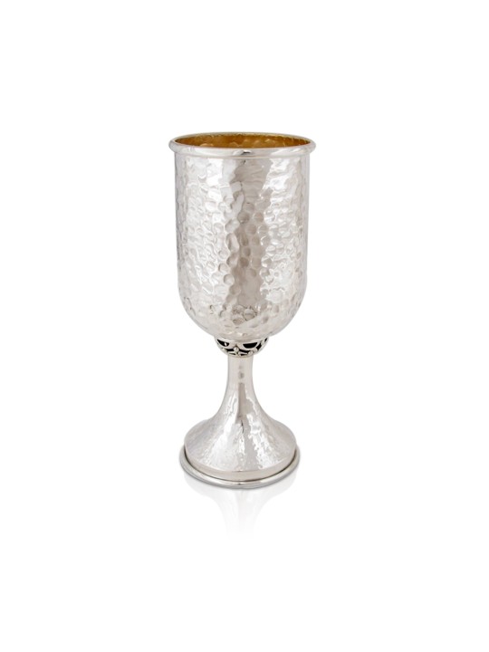 Conception élégante de filigrane de tasse de Kiddush martelée, tasses de Kiddush modernes, I