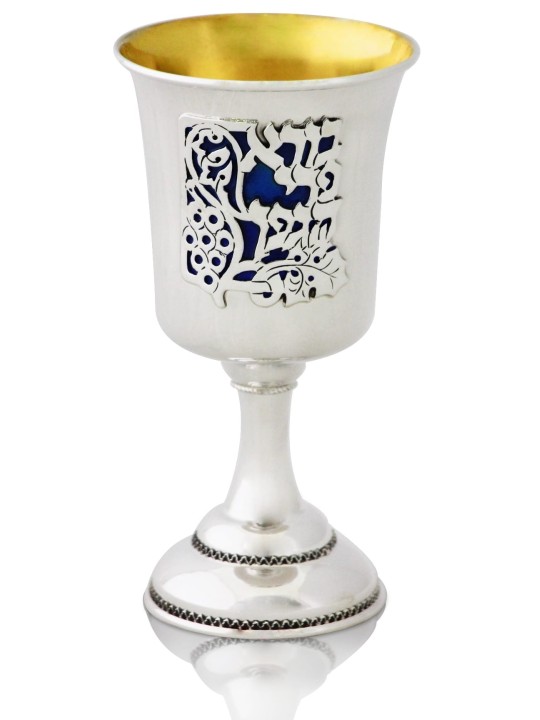 Tasse à vin élégante en argent sterling émaillée, tasses de Kiddouch modernes, Isra