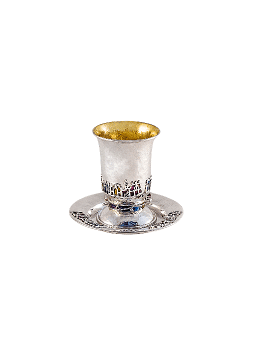 Émail martelé de coupe de Kiddush de Jérusalem, coupes de Kiddush modernes, israéliennes