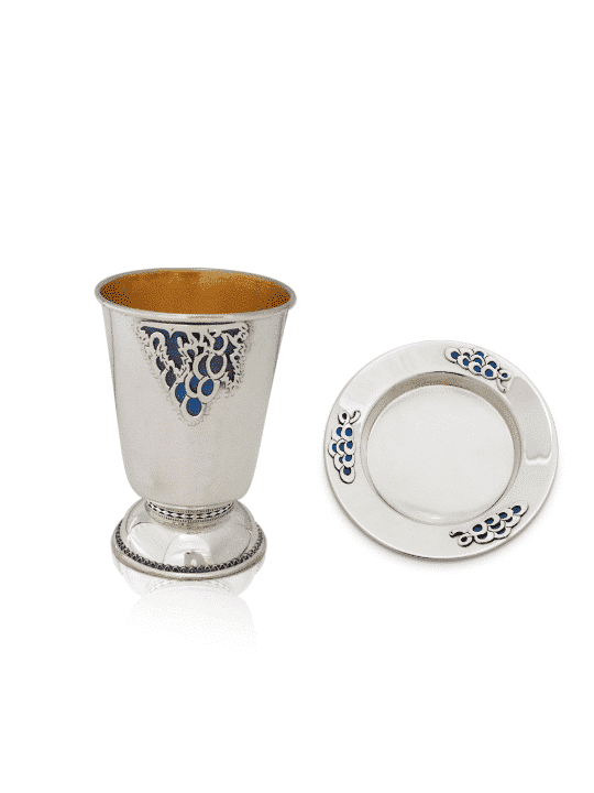 Coupe de Kiddouche à motifs de raisin avec émail, Coupes de Kiddouche modernes, Israélienne