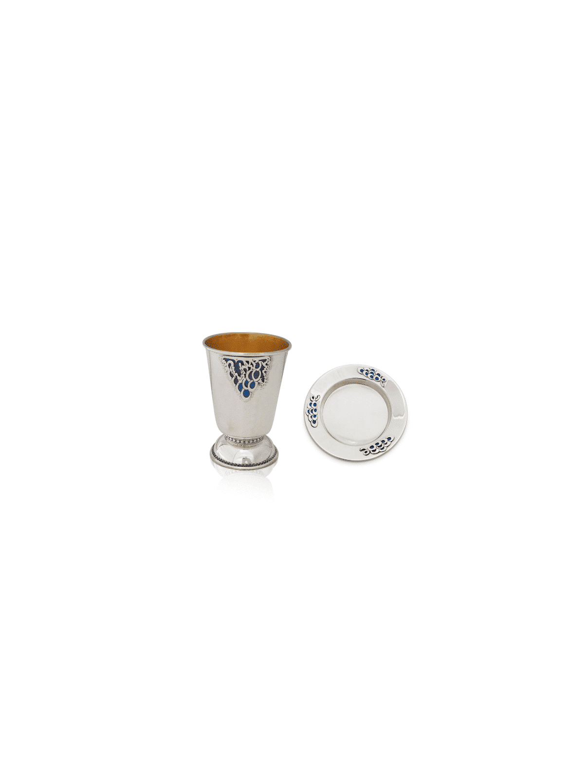 Grape Patterns Kiddush Cup with Enamel , Modern Kiddush Cups , Israeli