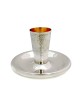 Coupe de Kiddouche martelée et grande assiette, Coupes de Kiddouche modernes, J israélien
