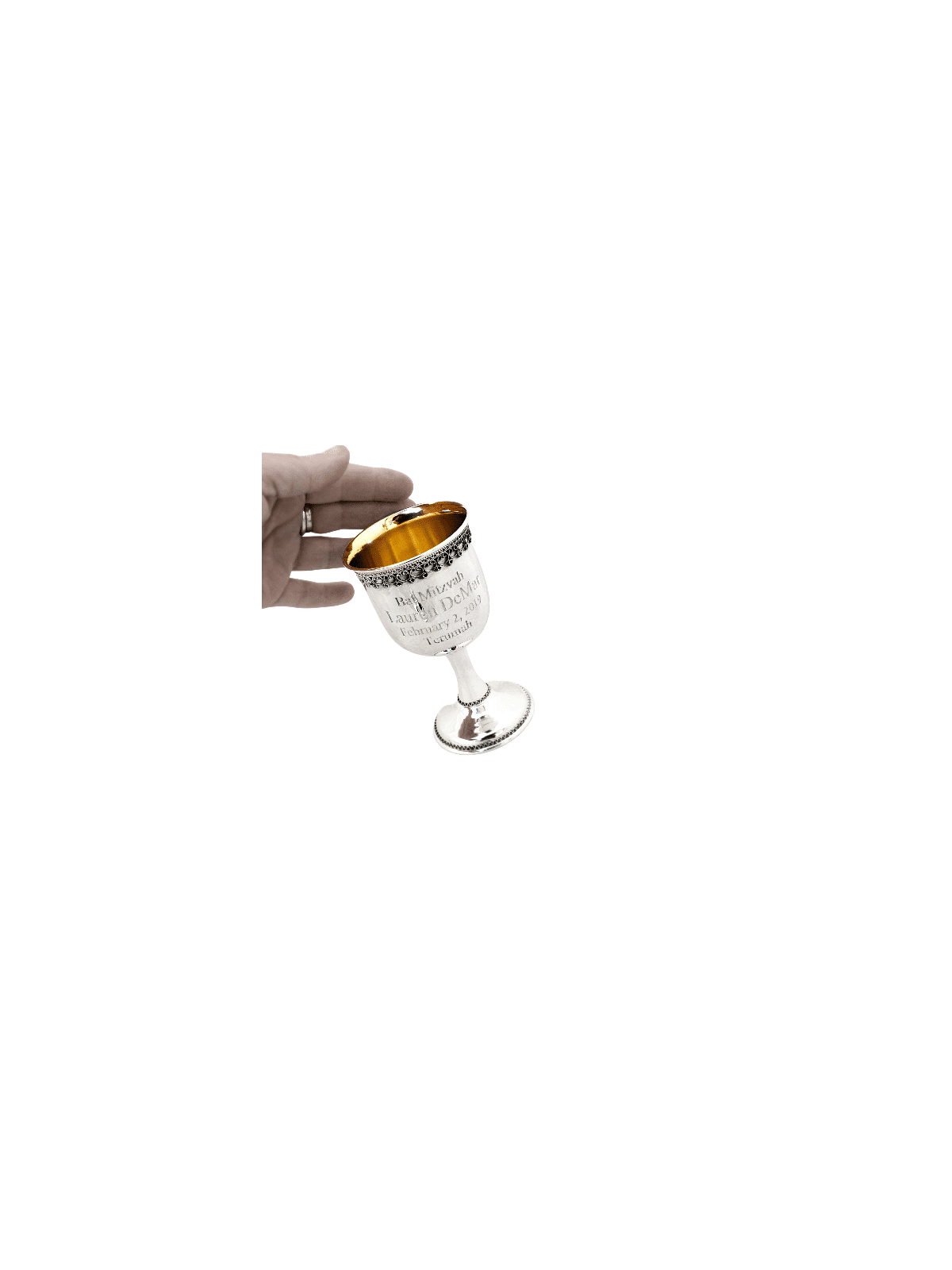 Classic Wine Goblet with Filigree Rim , Passover Gifts , Israeli Judai
