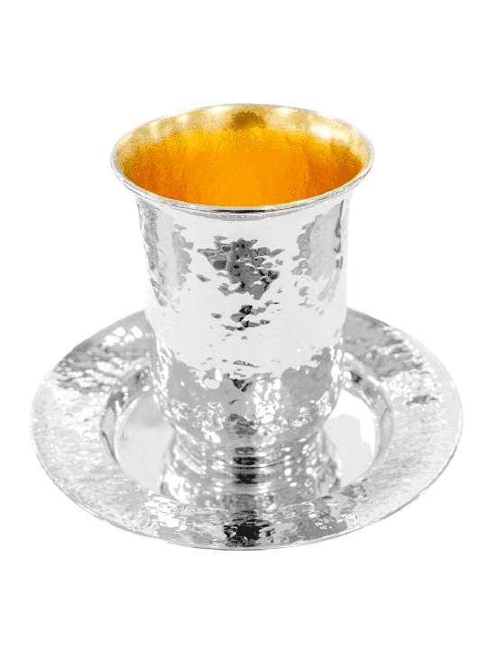 Coupe de Kiddouch martelée en argent sterling, cadeaux de Pâque, judaïque israélien