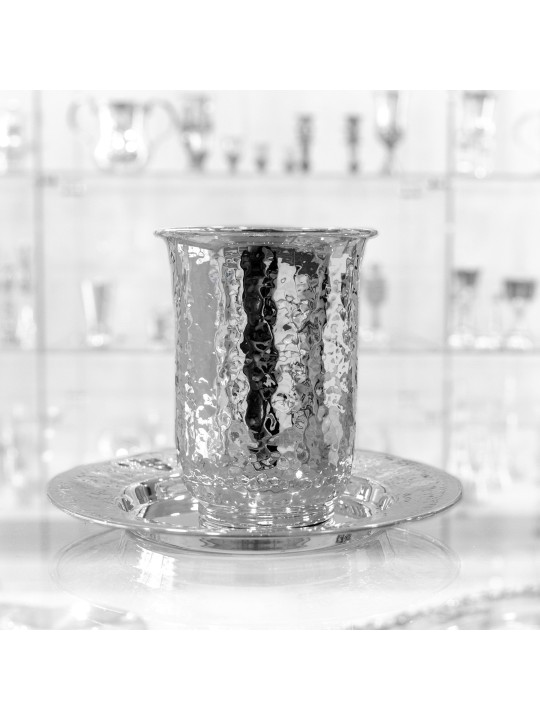 Coupe de Kiddouch martelée en argent sterling, cadeaux de Pâque, judaïque israélien