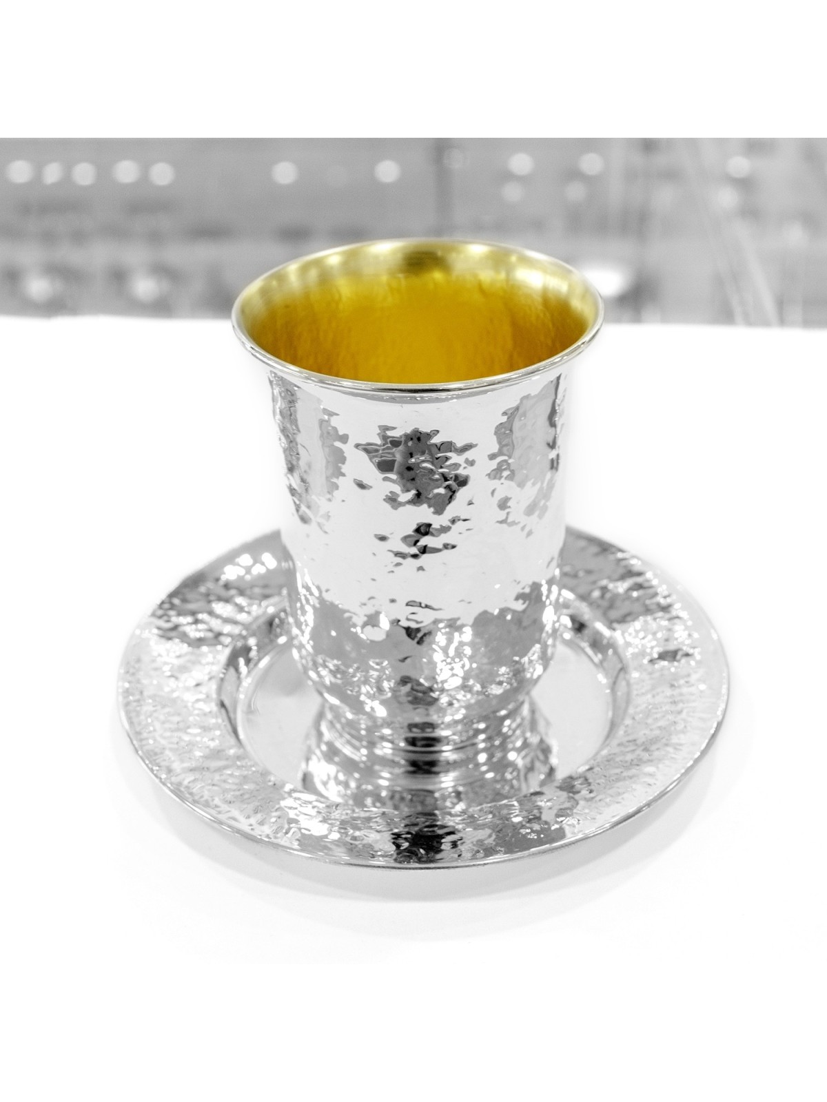 Coupe de Kiddouch martelée en argent sterling, cadeaux de Pâque, judaïque israélien
