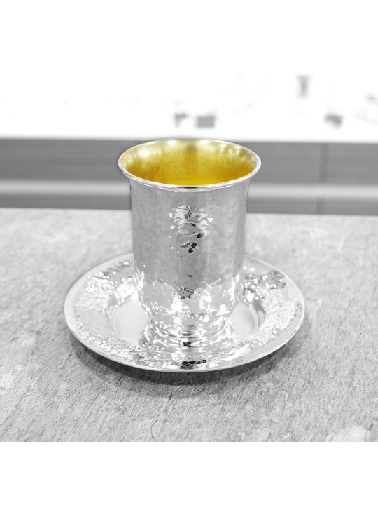 Coupe de Kiddouch martelée en argent sterling, cadeaux de Pâque, judaïque israélien