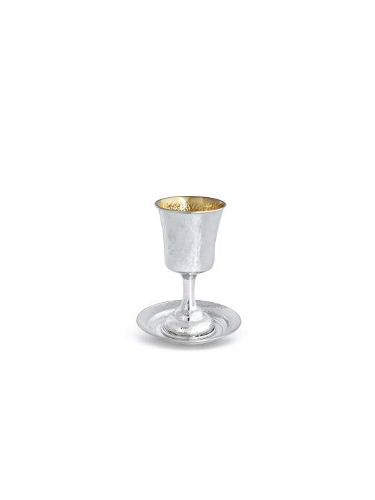 Coupe de Kiddouch martelée classique avec une tige, cadeaux de Pâque, Ju israélien