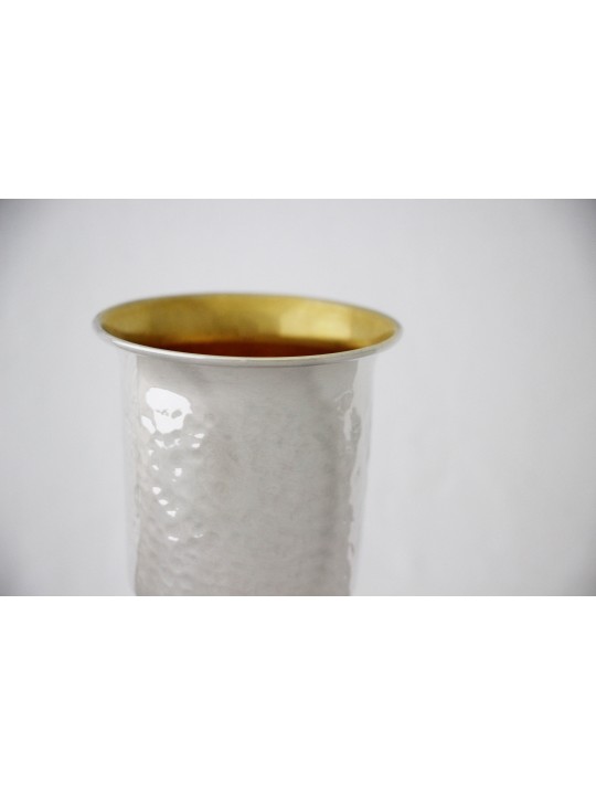 Coupe de Kiddouch martelée classique avec une tige, cadeaux de Pâque, Ju israélien