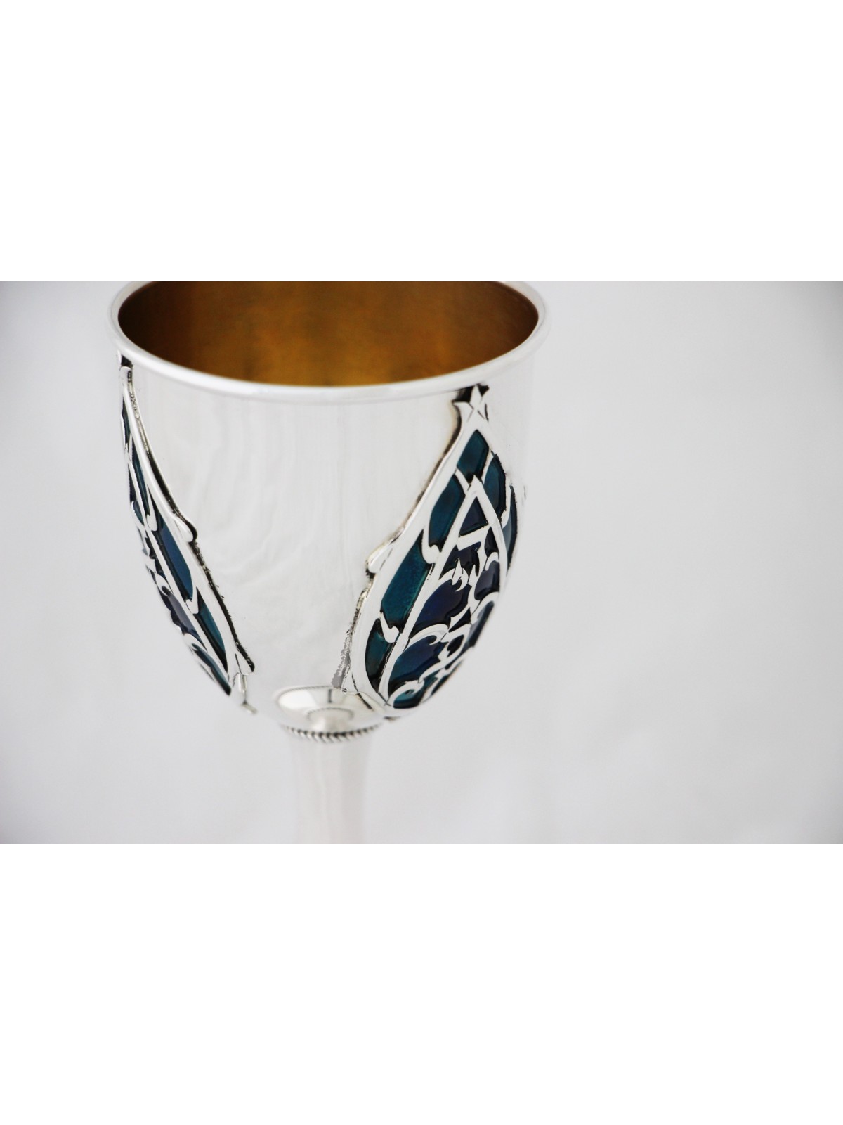 Wine Goblet Decorated with Hebrew Blessing , Passover Gifts , Israeli