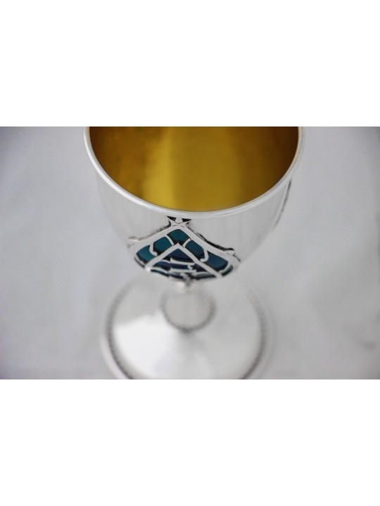 Wine Goblet Decorated with Hebrew Blessing , Passover Gifts , Israeli