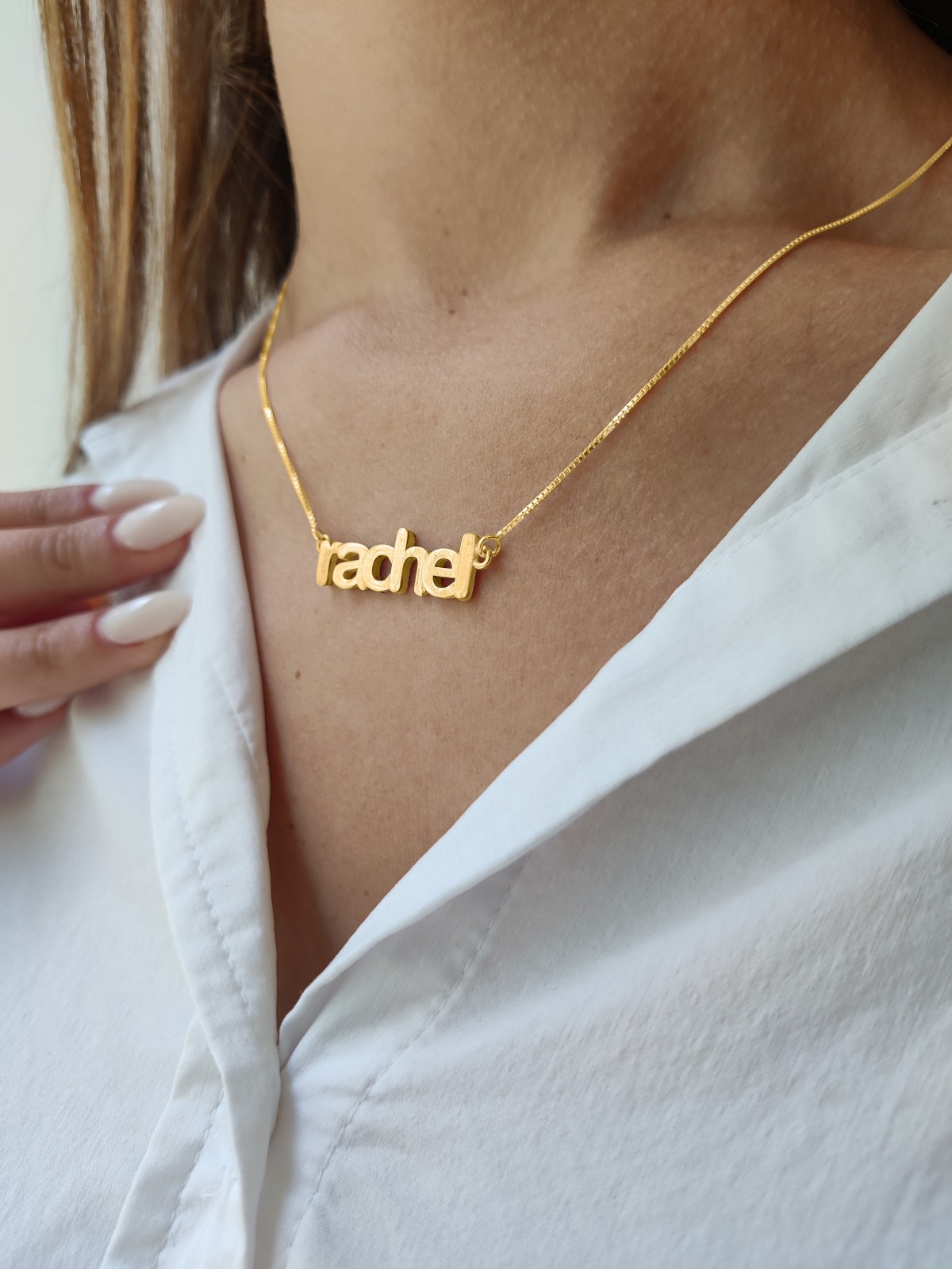 Collier en or 14 carats à la mode 3D avec nom personnalisé, cadeaux Tu B'Av, israélien