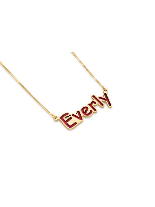 14K Gold Name Pendant with Colorful Enamel , Colorful Name Necklaces ,