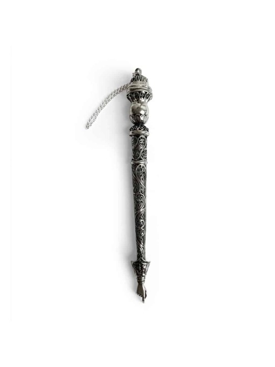 Large Handmade Sterling Silver Yad Torah with Fili , Traditional Torah