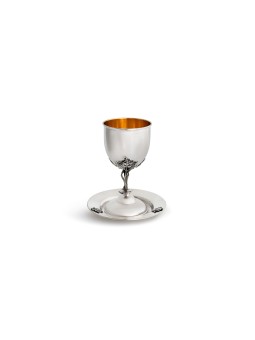 Silver Kiddush Set With Leaf design , Passover Gifts , Israeli Judaica