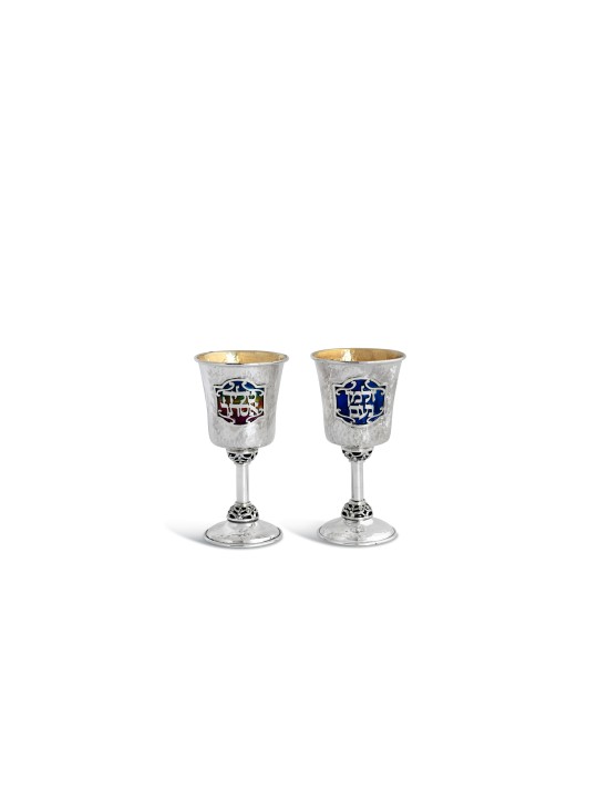 Tasse de Kiddush émaillée sur mesure en argent sterling, tasses de Kiddush modernes, est