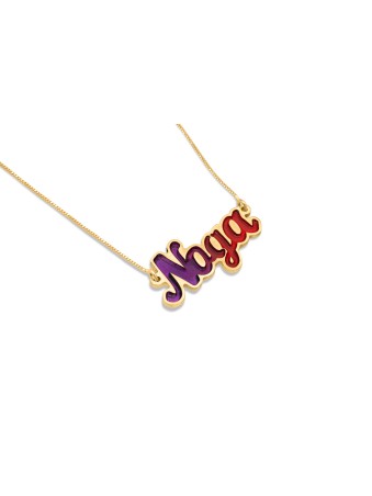 Collier de nom en or 14 carats avec émail, colliers de noms colorés, israélien