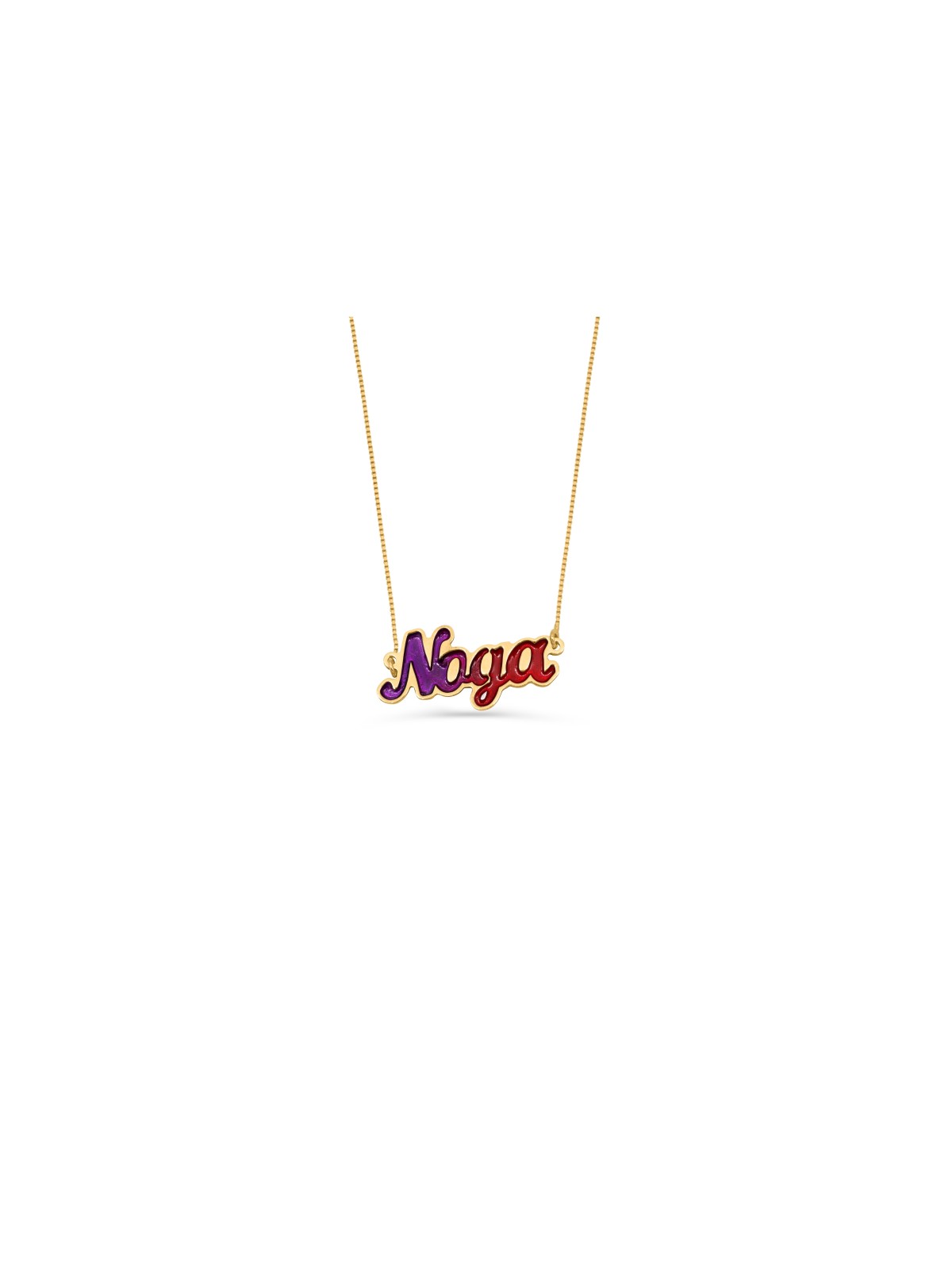 Collier de nom en or 14 carats avec émail, colliers de noms colorés, israélien
