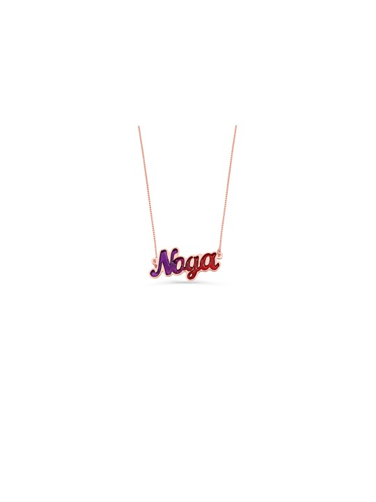 Collier de nom en or 14 carats avec émail, colliers de noms colorés, israélien