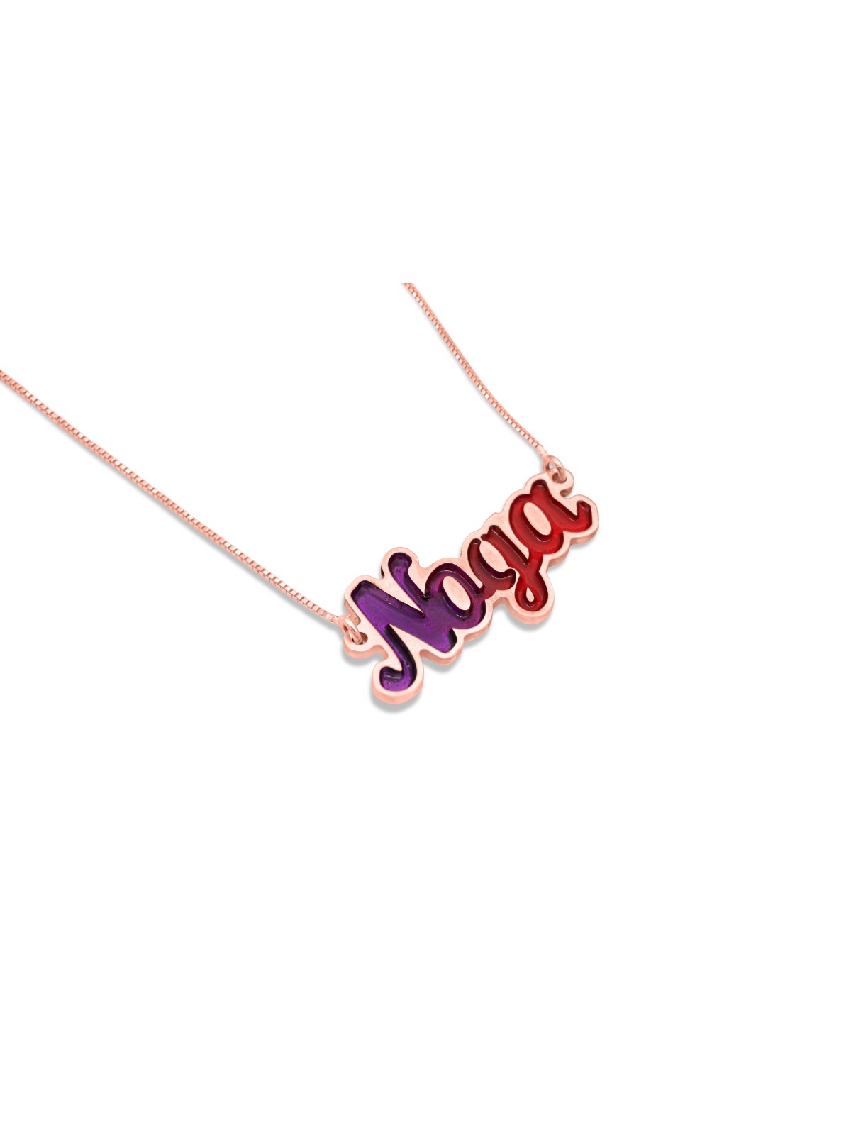 Collier de nom en or 14 carats avec émail, colliers de noms colorés, israélien