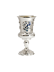 Coupe Eliyahu en argent émaillé bleu et sarcelle avec le W, Kiddush Cu moderne