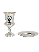 Coupe Eliyahu en argent émaillé bleu et sarcelle avec le W, Kiddush Cu moderne