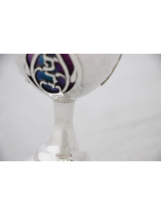 Superbe coupe de Kiddush en argent sterling martelé, coupes de Kiddush modernes,