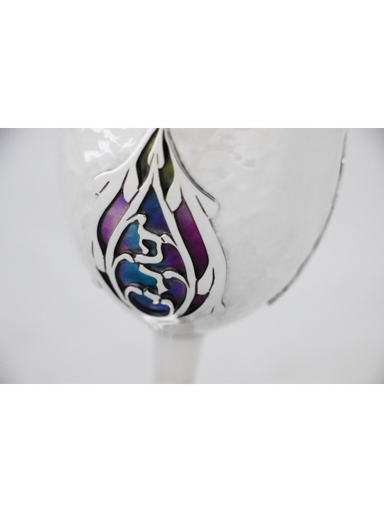 Superbe coupe de Kiddush en argent sterling martelé, coupes de Kiddush modernes,