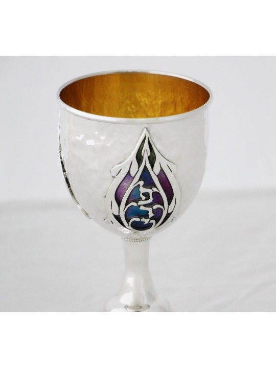 Superbe coupe de Kiddush en argent sterling martelé, coupes de Kiddush modernes,