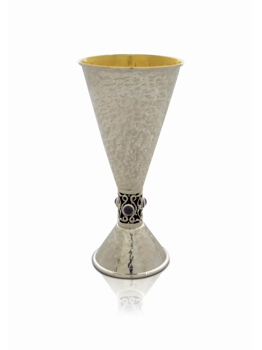 Verre à vin en argent avec pierres d'améthyste naturelles, cadeaux de Pâque, Isra
