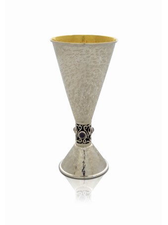 Verre à vin en argent avec pierres d'améthyste naturelles, cadeaux de Pâque, Isra