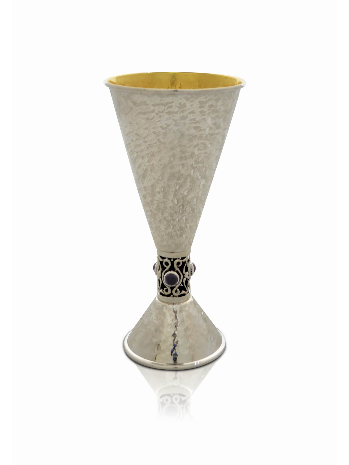 Verre à vin en argent avec pierres d'améthyste naturelles, cadeaux de Pâque, Isra