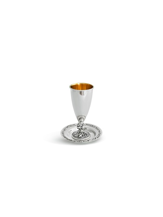 Coupe de Kiddouche argentée avec jambe de tige unique, coupes de Kiddouche modernes, Israël