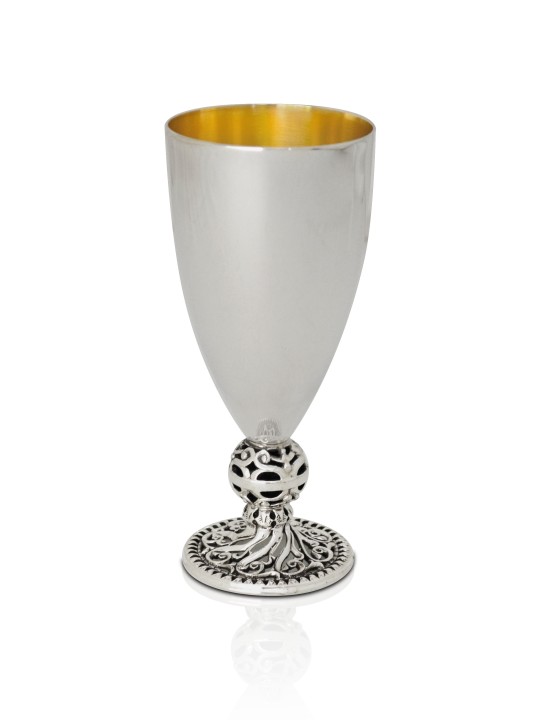 Coupe de Kiddouche argentée avec jambe de tige unique, coupes de Kiddouche modernes, Israël