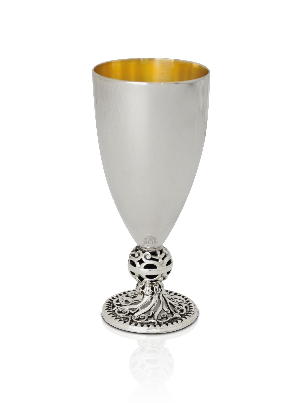 Coupe de Kiddouche argentée avec jambe de tige unique, coupes de Kiddouche modernes, Israël