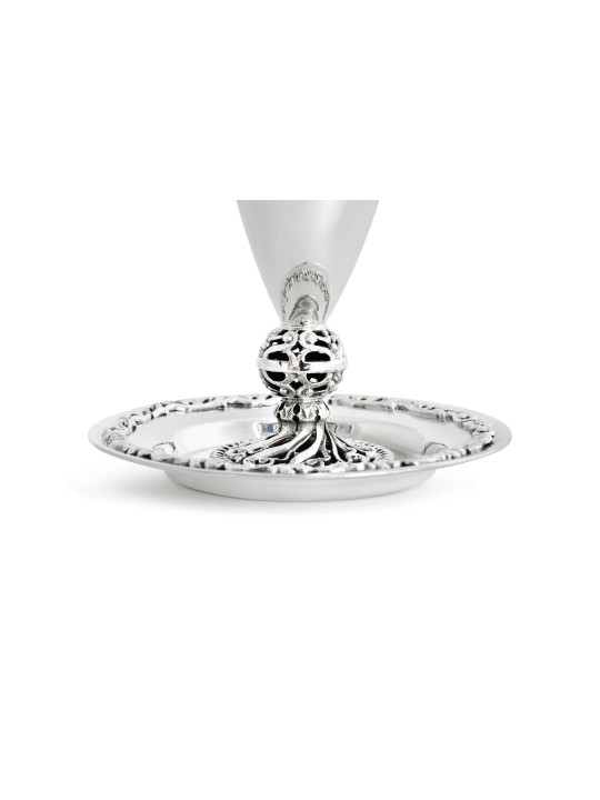 Silver Kiddush Cup with Unique Stem Leg , Modern Kiddush Cups , Israel