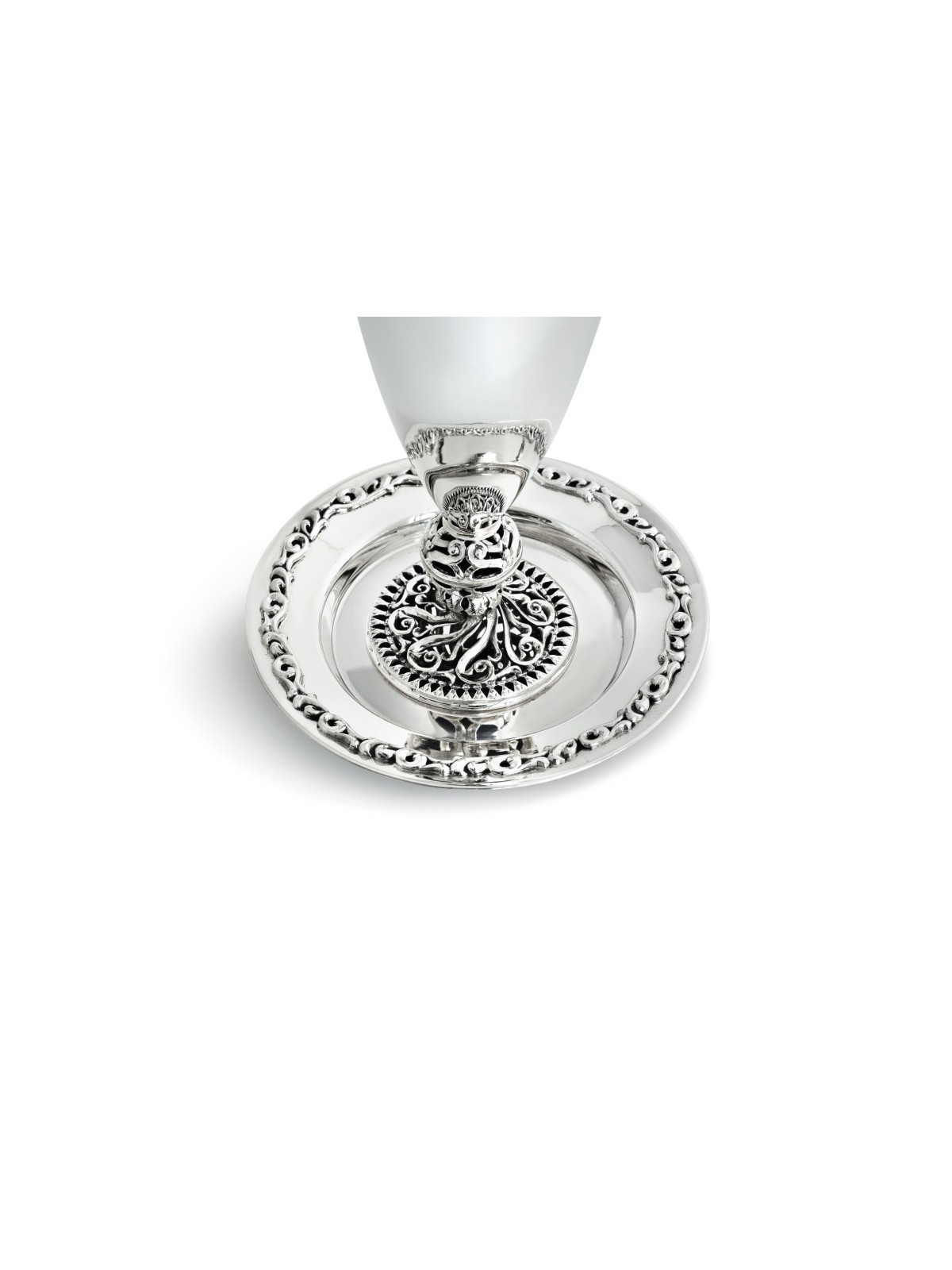 Silver Kiddush Cup with Unique Stem Leg , Modern Kiddush Cups , Israel