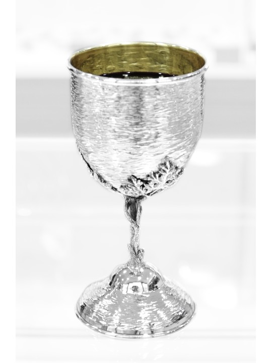 Coupe de Kiddouch martelée avec tige unique, cadeaux de Pâque, Judaï israélien