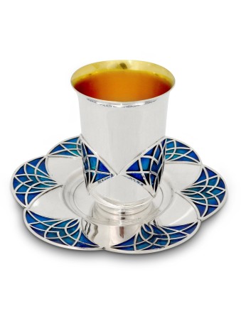 Ensemble unique de tasses de Kiddush avec design géométrique, tasses de Kiddush modernes, I
