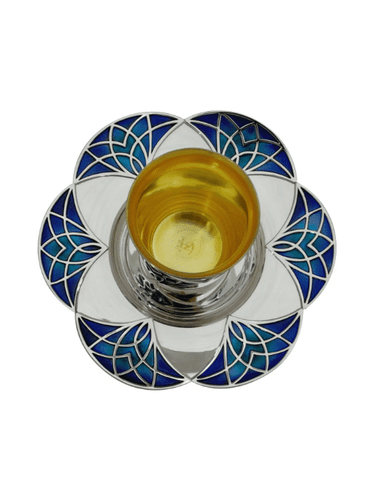 Ensemble unique de tasses de Kiddush avec design géométrique, tasses de Kiddush modernes, I