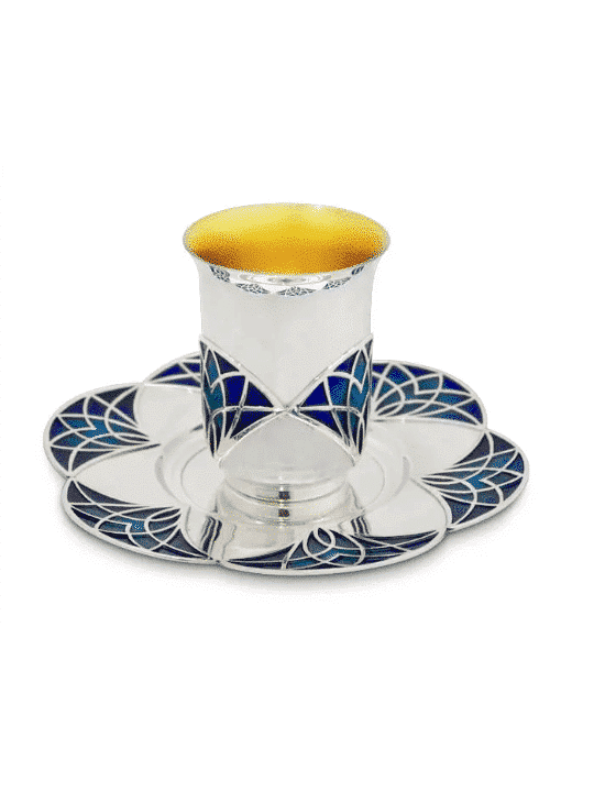 Ensemble unique de tasses de Kiddush avec design géométrique, tasses de Kiddush modernes, I