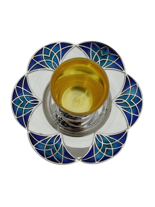 Ensemble unique de tasses de Kiddush avec design géométrique, tasses de Kiddush modernes, I