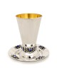Coupe de Kiddouch en argent Pierres Lapis Lazuli , Cadeaux de Pâque , Juda israélien