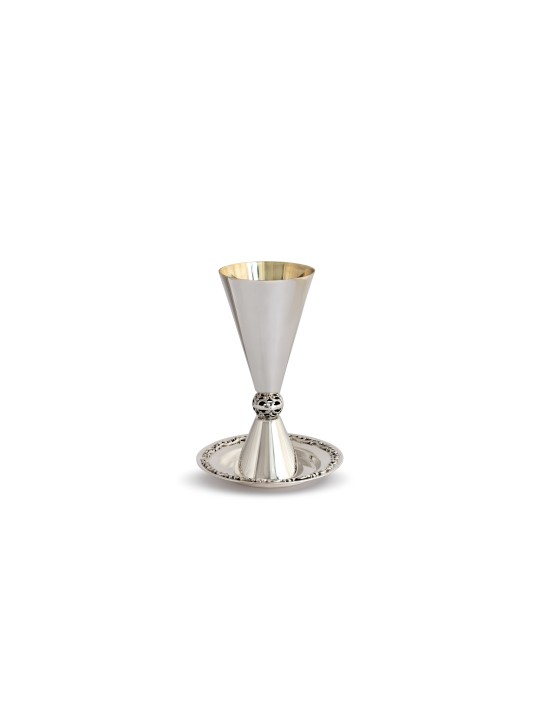 Coupe de Kiddush de forme conique avec boule en filigrane, coupes de Kiddush modernes,