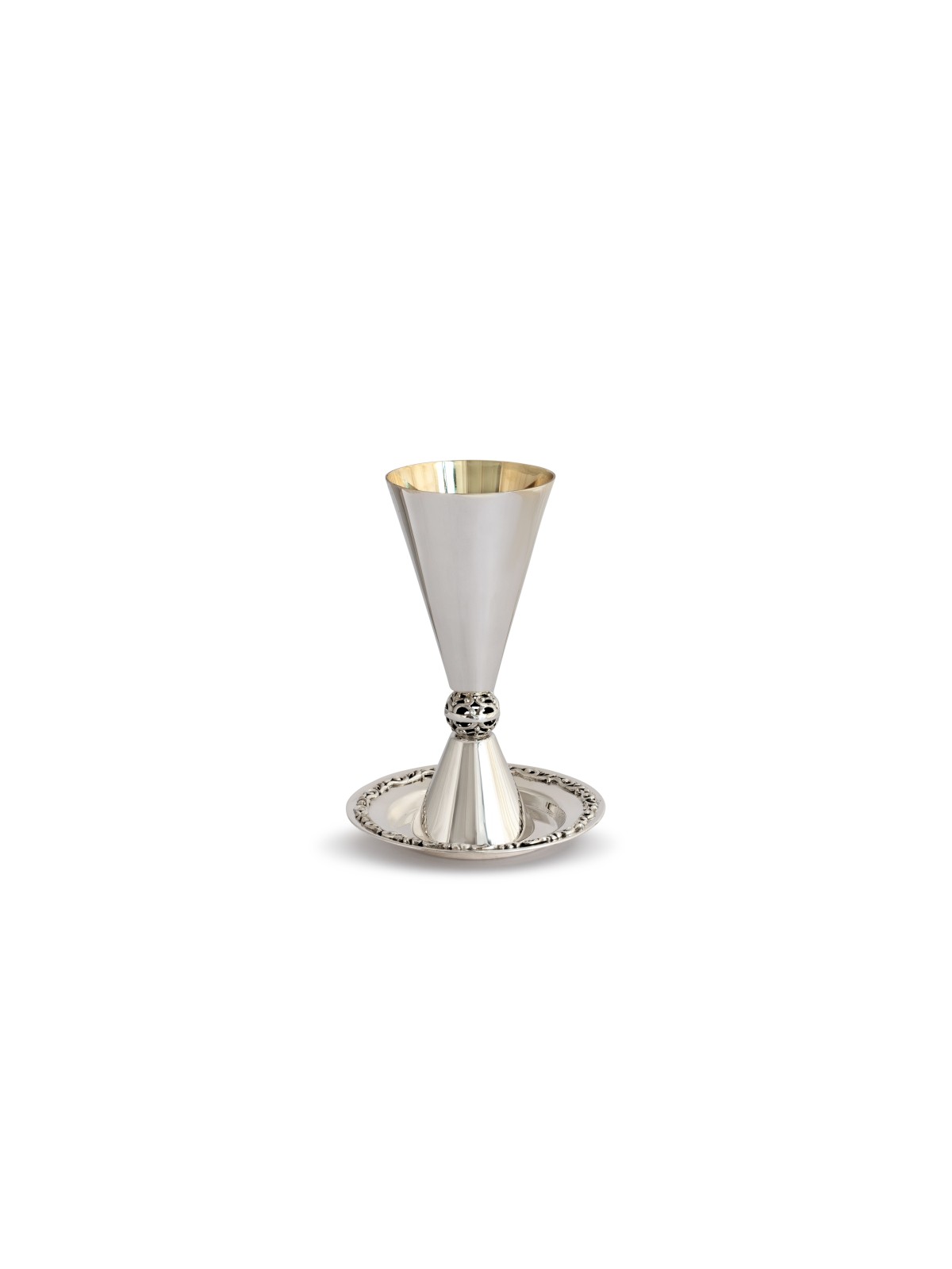 Coupe de Kiddush de forme conique avec boule en filigrane, coupes de Kiddush modernes,