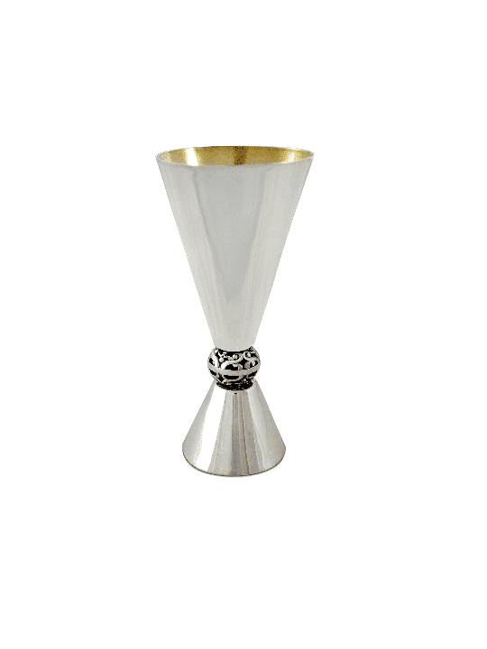 Coupe de Kiddush de forme conique avec boule en filigrane, coupes de Kiddush modernes,
