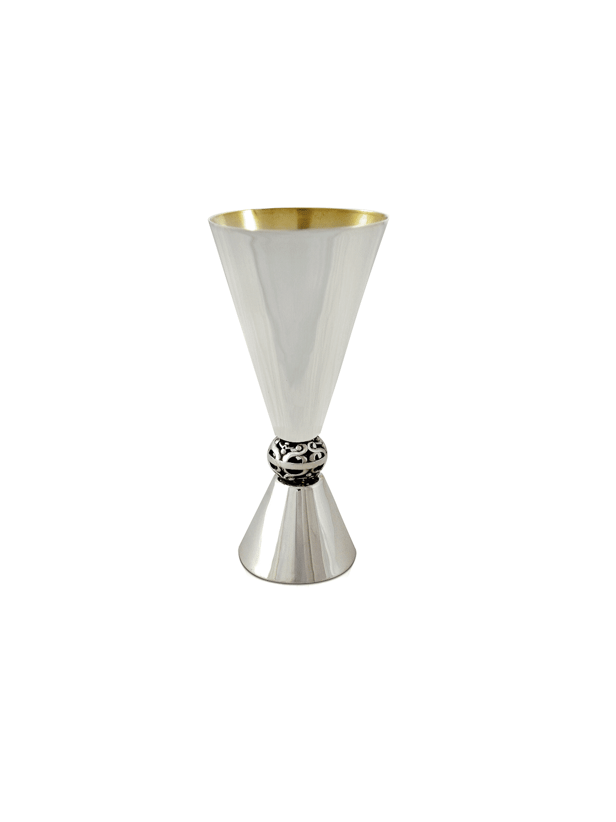 Conical Shaped Kiddush Cup with Filigree Ball , Modern Kiddush Cups ,