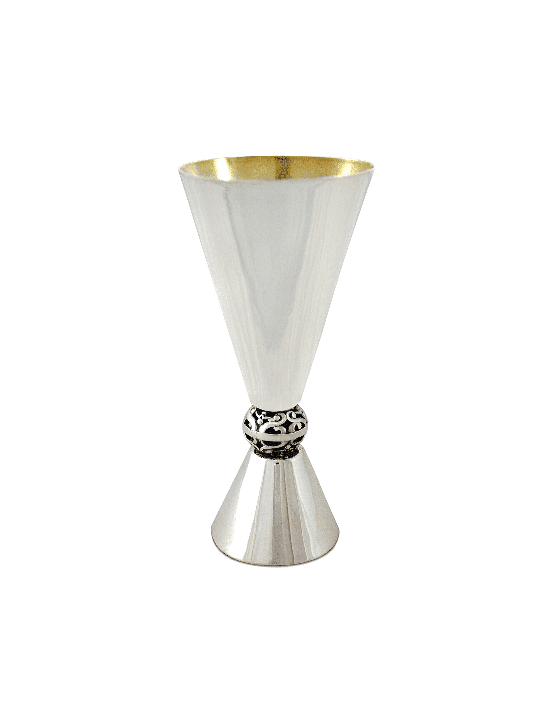 Conical Shaped Kiddush Cup with Filigree Ball , Modern Kiddush Cups ,