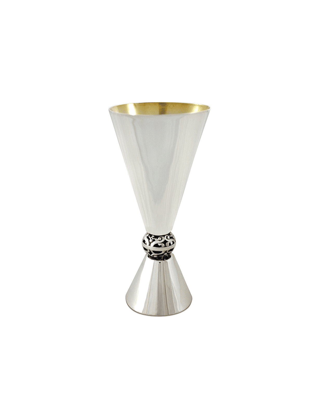 Coupe de Kiddush de forme conique avec boule en filigrane, coupes de Kiddush modernes,